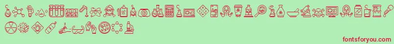Czcionka Chemistry Icon – czerwone czcionki na zielonym tle