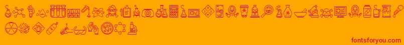 Chemistry Icon Font – Red Fonts on Orange Background