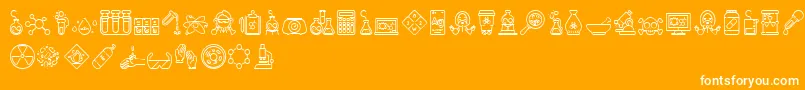 Chemistry Icon Font – White Fonts on Orange Background
