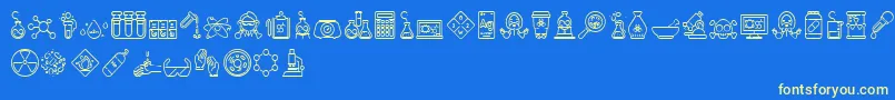 Chemistry Icon Font – Yellow Fonts on Blue Background