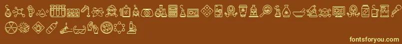 Шрифт Chemistry Icon – жёлтые шрифты на коричневом фоне