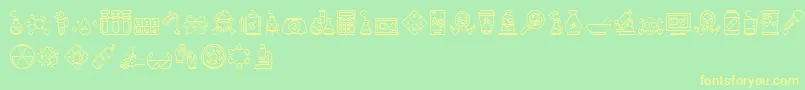 Chemistry Icon Font – Yellow Fonts on Green Background