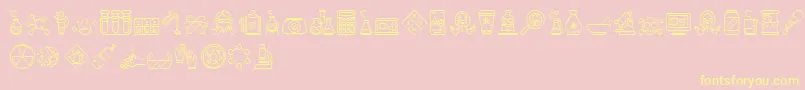 Fonte Chemistry Icon – fontes amarelas em um fundo rosa