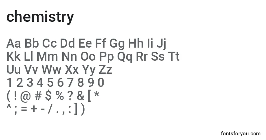 Schriftart Chemistry (123247) – Alphabet, Zahlen, spezielle Symbole