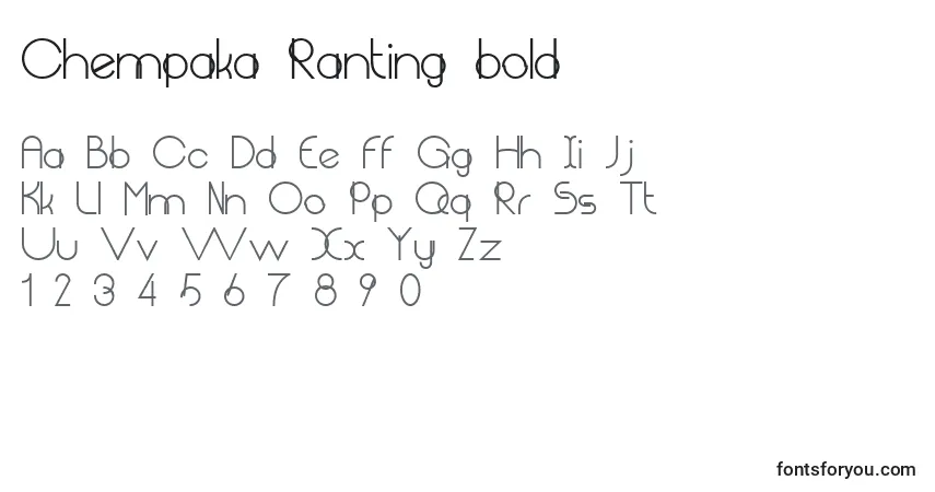 Шрифт Chempaka Ranting bold – алфавит, цифры, специальные символы