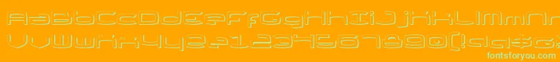 ThundergodIiShadow-Schriftart – Grüne Schriften auf orangefarbenem Hintergrund