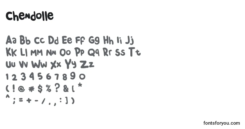 Schriftart Chendolle – Alphabet, Zahlen, spezielle Symbole