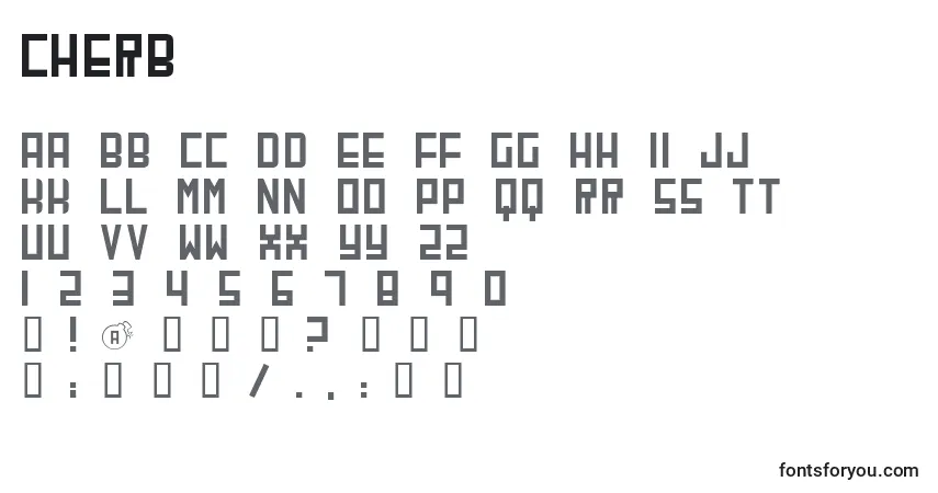 A fonte CHERB    (123255) – alfabeto, números, caracteres especiais