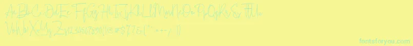 Cherill -Schriftart – Grüne Schriften auf gelbem Hintergrund