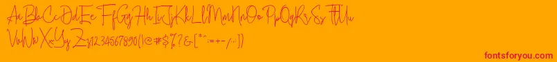 Cherill  Font – Red Fonts on Orange Background