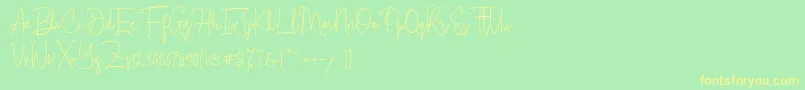 Fonte Cherill  – fontes amarelas em um fundo verde