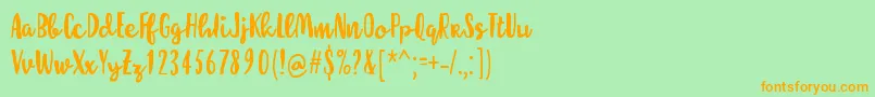 Fonte MolleatRegular – fontes laranjas em um fundo verde