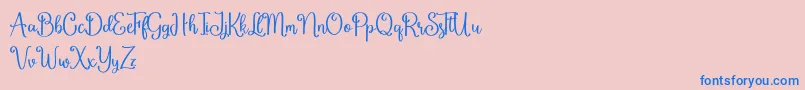 Cherish Demo-Schriftart – Blaue Schriften auf rosa Hintergrund