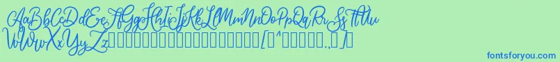 Cherishia Demo Font – Blue Fonts on Green Background