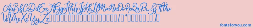 Cherishia Demo Font – Blue Fonts on Pink Background