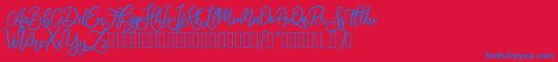 Cherishia Demo-Schriftart – Blaue Schriften auf rotem Hintergrund