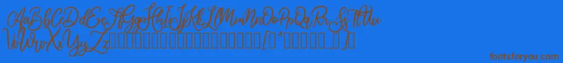 Cherishia Demo-Schriftart – Braune Schriften auf blauem Hintergrund