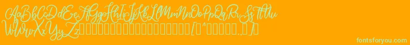 Cherishia Demo-Schriftart – Grüne Schriften auf orangefarbenem Hintergrund