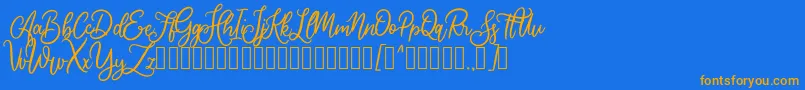 Cherishia Demo-Schriftart – Orangefarbene Schriften auf blauem Hintergrund