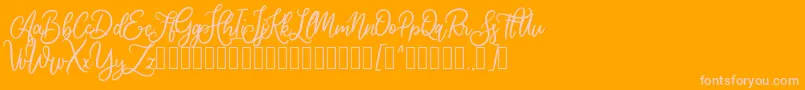 Cherishia Demo-Schriftart – Rosa Schriften auf orangefarbenem Hintergrund