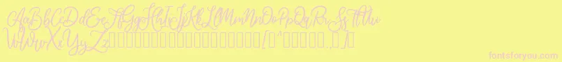 Cherishia Demo Font – Pink Fonts on Yellow Background