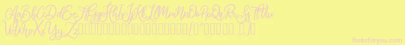 Cherishia Demo-Schriftart – Rosa Schriften auf gelbem Hintergrund