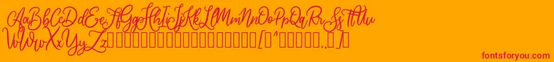 Cherishia Demo-Schriftart – Rote Schriften auf orangefarbenem Hintergrund