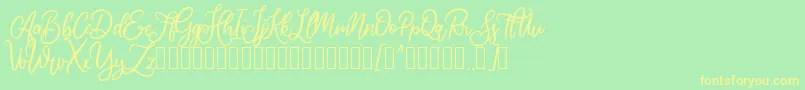 Cherishia Demo Font – Yellow Fonts on Green Background