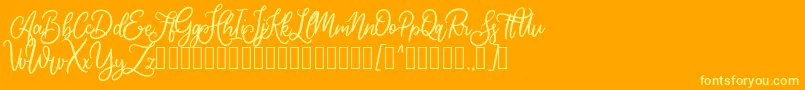 Cherishia Demo-Schriftart – Gelbe Schriften auf orangefarbenem Hintergrund