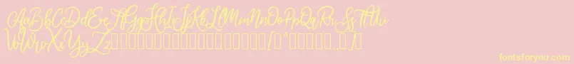 Cherishia Demo-Schriftart – Gelbe Schriften auf rosa Hintergrund