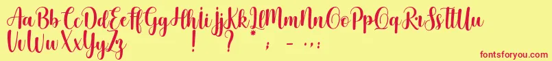 Cherishing Moments Font – Red Fonts on Yellow Background