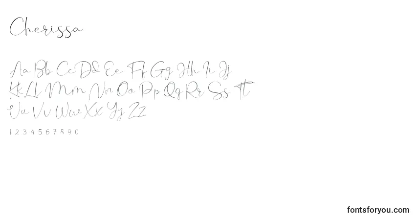 Schriftart Cherissa – Alphabet, Zahlen, spezielle Symbole
