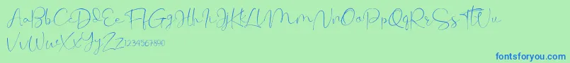Cherissa Font – Blue Fonts on Green Background