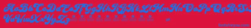 フォントCherry and Kisses Personal Use – 赤い背景に青い文字