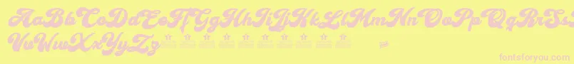 フォントCherry and Kisses Personal Use – ピンクのフォント、黄色の背景