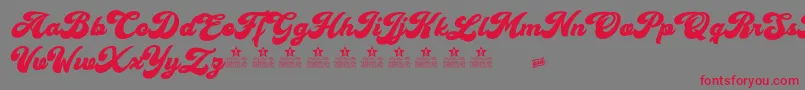 フォントCherry and Kisses Personal Use – 赤い文字の灰色の背景