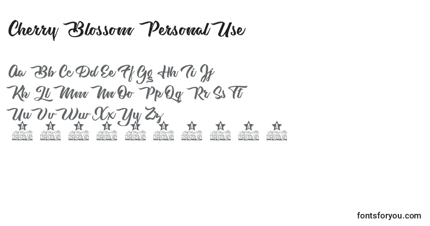 Schriftart Cherry Blossom Personal Use – Alphabet, Zahlen, spezielle Symbole
