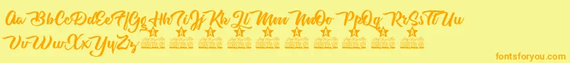Cherry Blossom Personal Use Font – Orange Fonts on Yellow Background