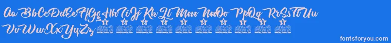 Cherry Blossom Personal Use Font – Pink Fonts on Blue Background
