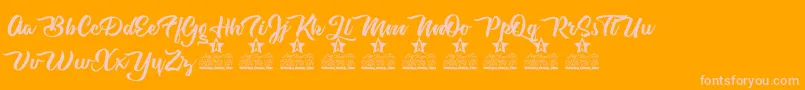 Cherry Blossom Personal Use Font – Pink Fonts on Orange Background