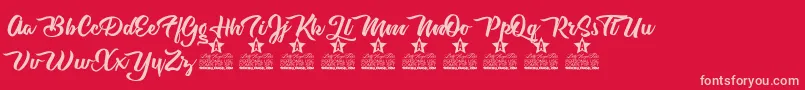 Cherry Blossom Personal Use Font – Pink Fonts on Red Background
