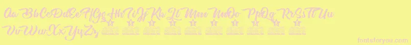 Cherry Blossom Personal Use Font – Pink Fonts on Yellow Background