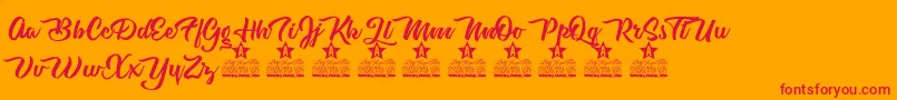 Cherry Blossom Personal Use Font – Red Fonts on Orange Background
