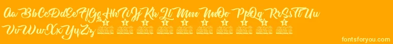 Cherry Blossom Personal Use Font – Yellow Fonts on Orange Background
