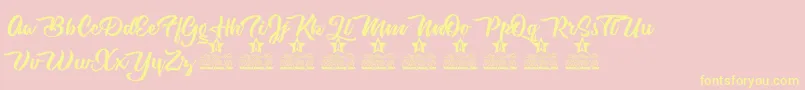 Cherry Blossom Personal Use Font – Yellow Fonts on Pink Background