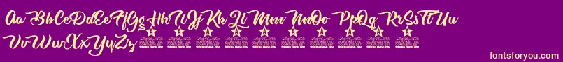 Cherry Blossom Personal Use Font – Yellow Fonts on Purple Background