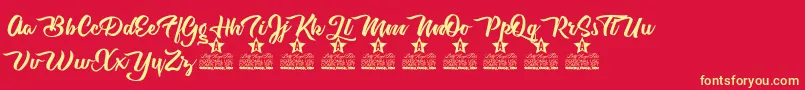 Cherry Blossom Personal Use Font – Yellow Fonts on Red Background