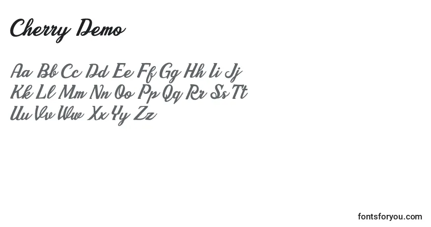 Czcionka Cherry Demo2 – alfabet, cyfry, specjalne znaki