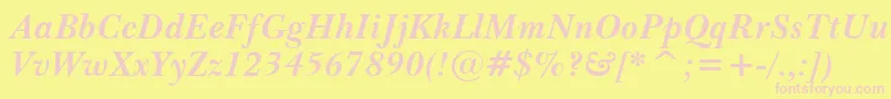 フォントImperialBoldItalic – ピンクのフォント、黄色の背景