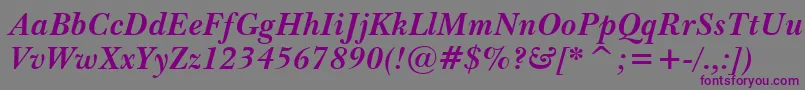 フォントImperialBoldItalic – 紫色のフォント、灰色の背景
